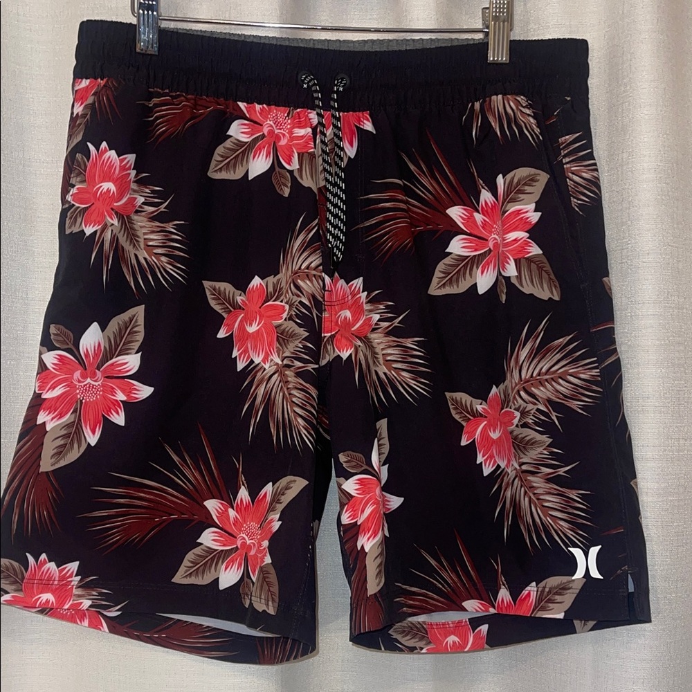 Hurley Men's Tropical Floral Board Shorts - Brown and Pink